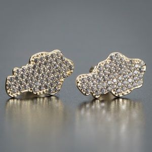 Iced Yellow Gold Men's Nugget Earrings